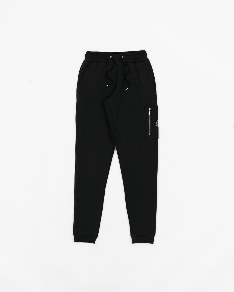 Benjart Chrome HRH Utility Joggers in black, badge detail