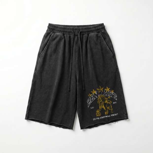 Benjart Heritage Lion Shorts - Washed Black