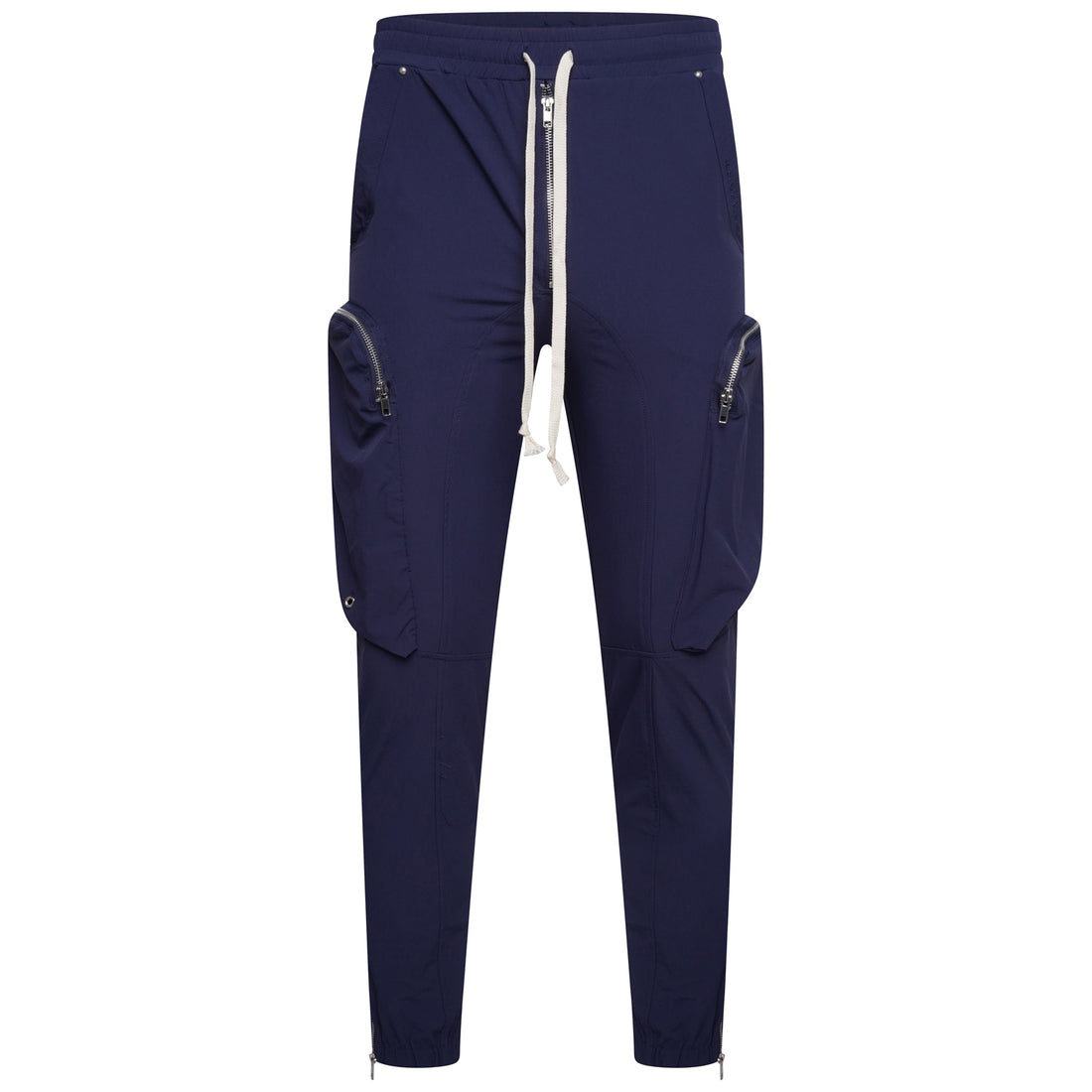 Stretch Curved Zip Nylon Cargo Pant - Navy