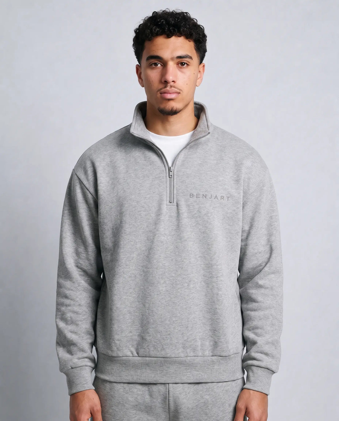Benjart Blanks Quarter Zip Top Grey