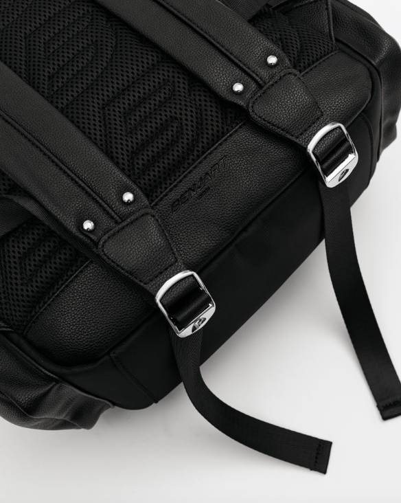 Benjart Nylon Weekender Backpack in black, detail view