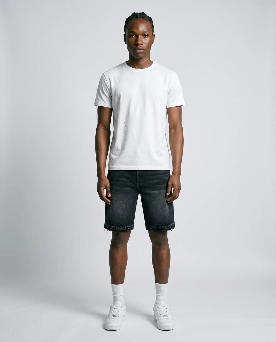 Benjart Black Stone washed Distressed Denim Shorts