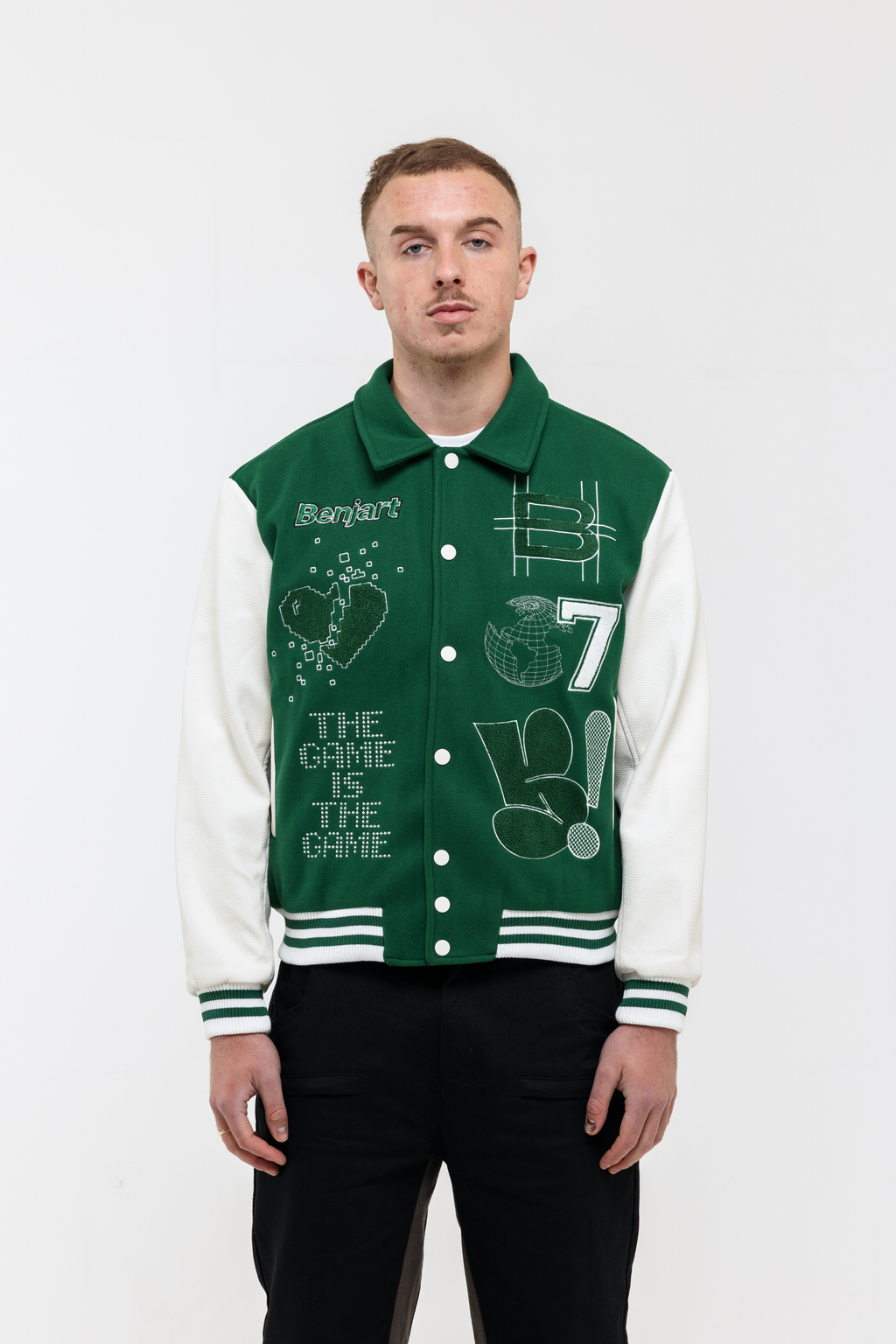 The Green print Varsity Jacket - Green / White