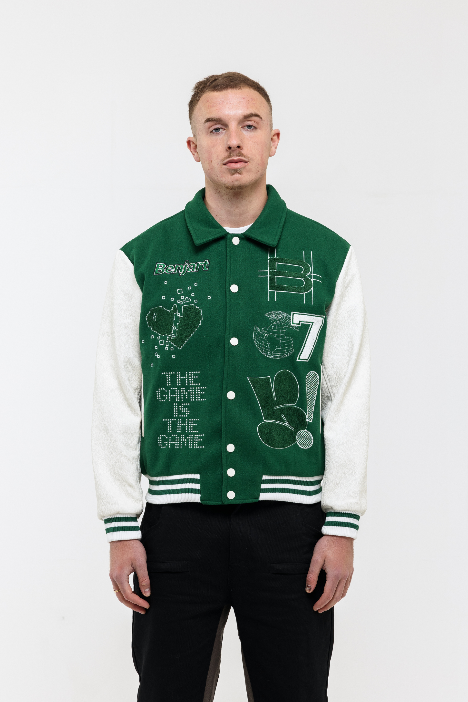 The Green print Varsity Jacket - Green / White