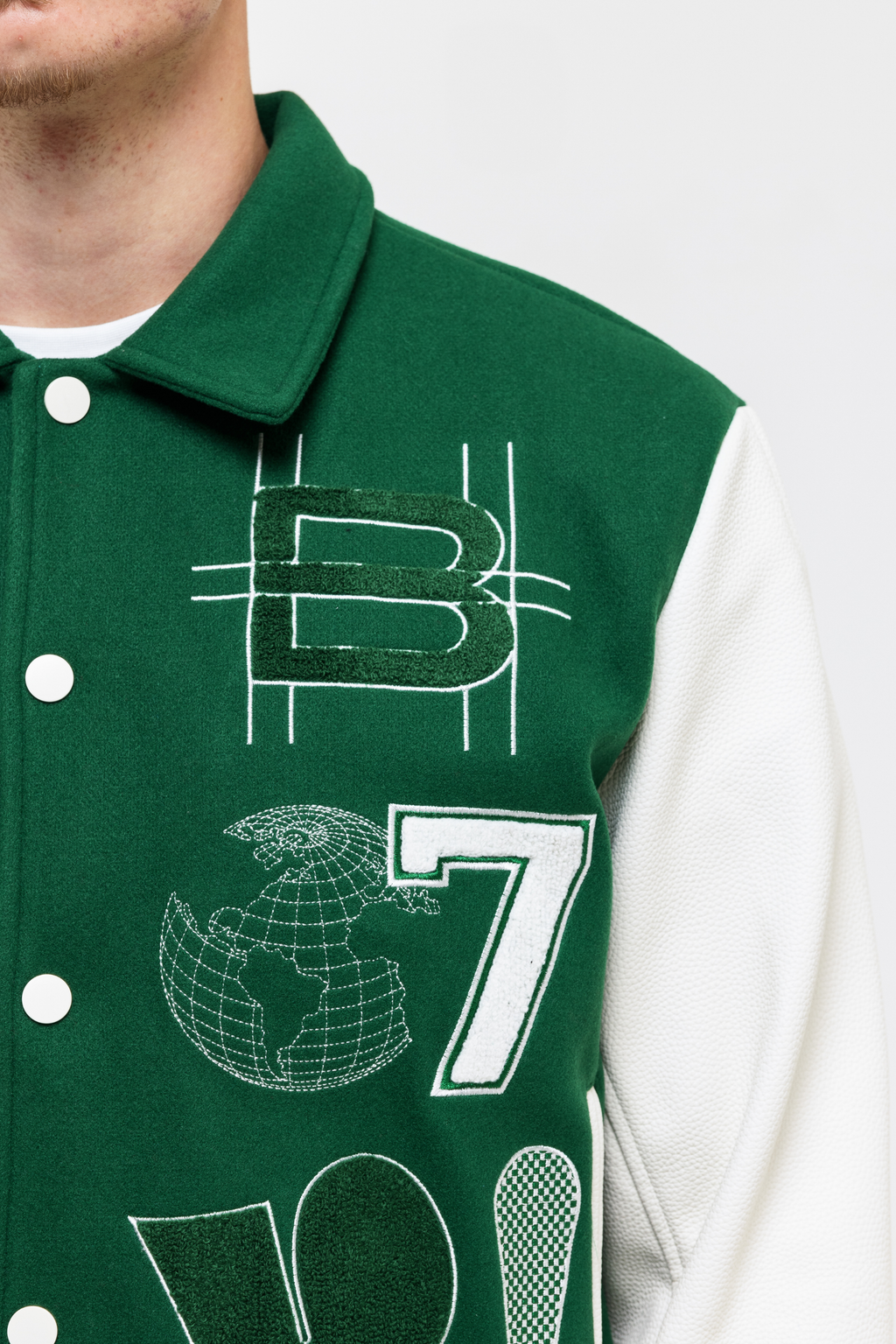 The Green print Varsity Jacket - Green / White