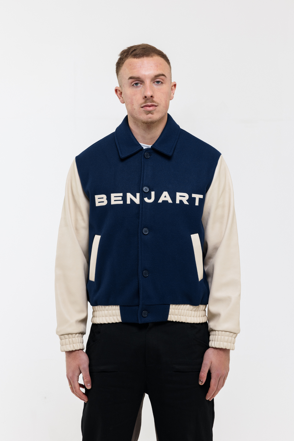 The Classic Varsity Jacket - Navy/ Cream