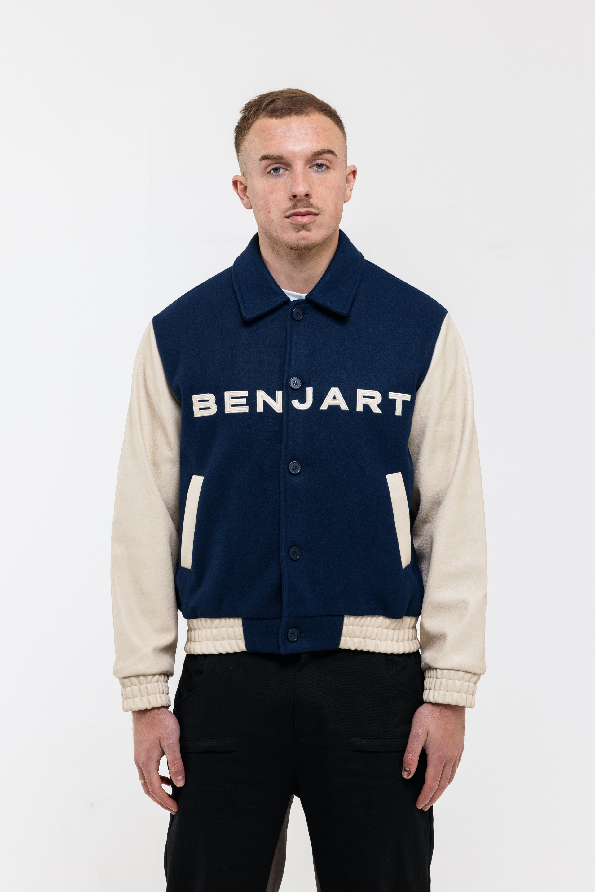 The Classic Varsity Jacket - Navy/ Cream