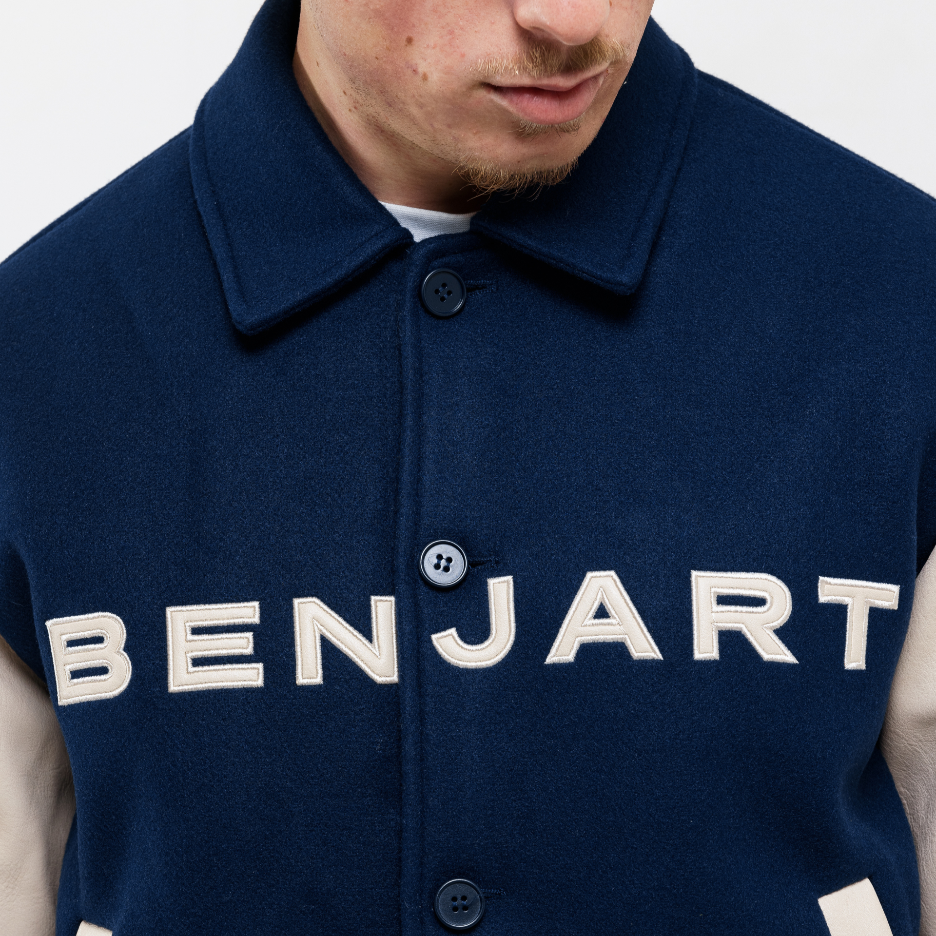 The Classic Varsity Jacket - Navy/ Cream