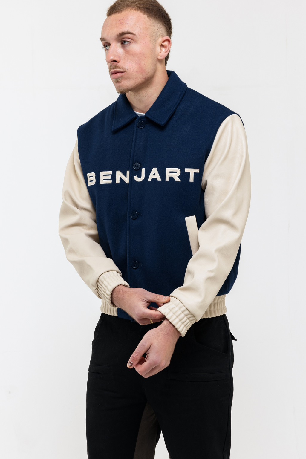 The Classic Varsity Jacket - Navy/ Cream