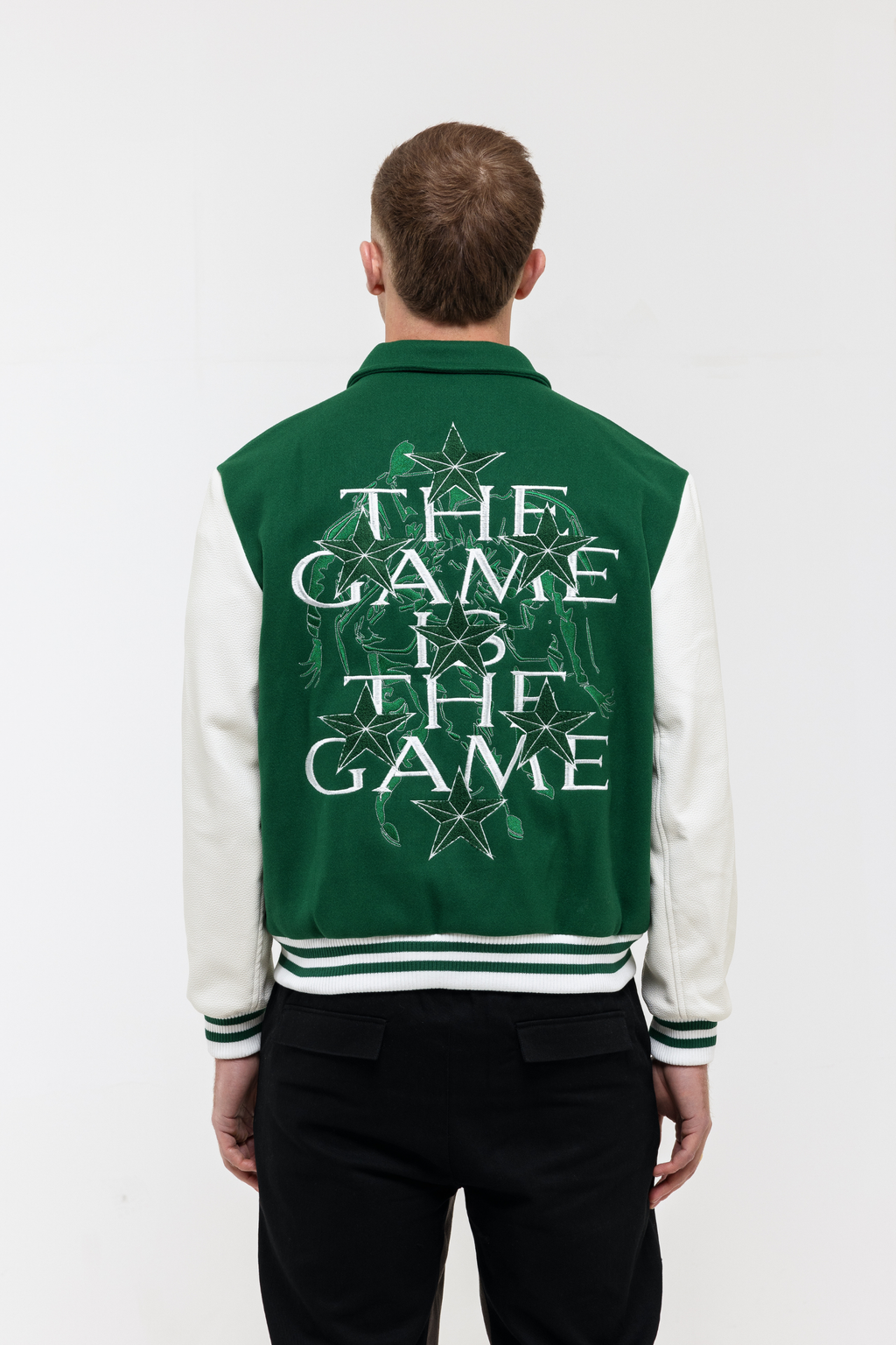 The Green print Varsity Jacket - Green / White