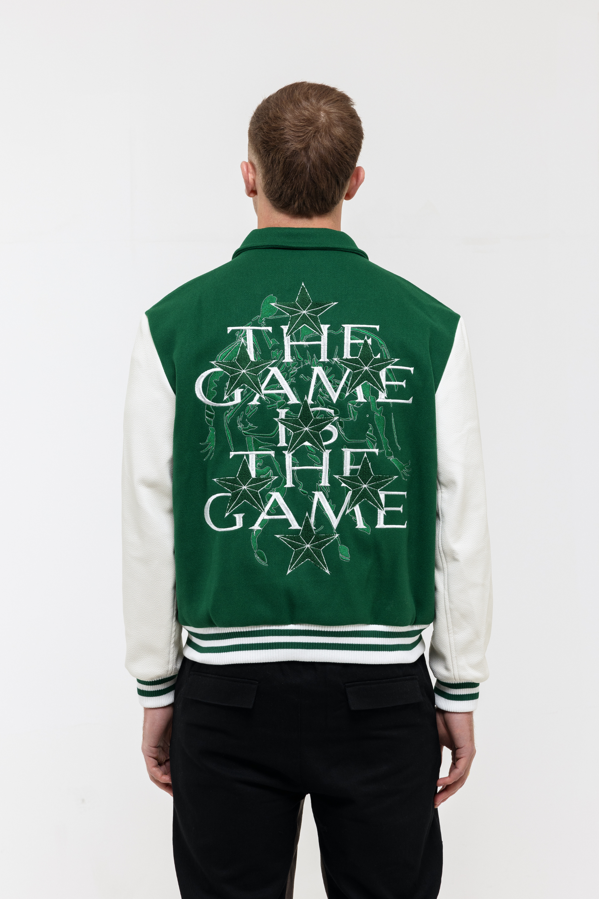 The Green print Varsity Jacket - Green / White