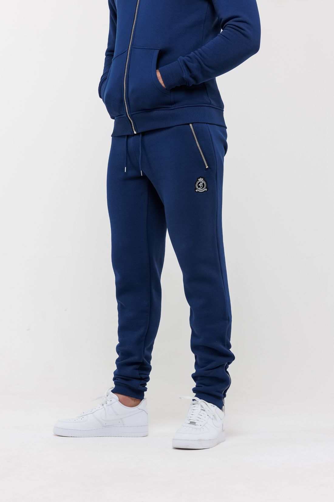 Benjart HRH Classic Zip Joggers in navy, side view