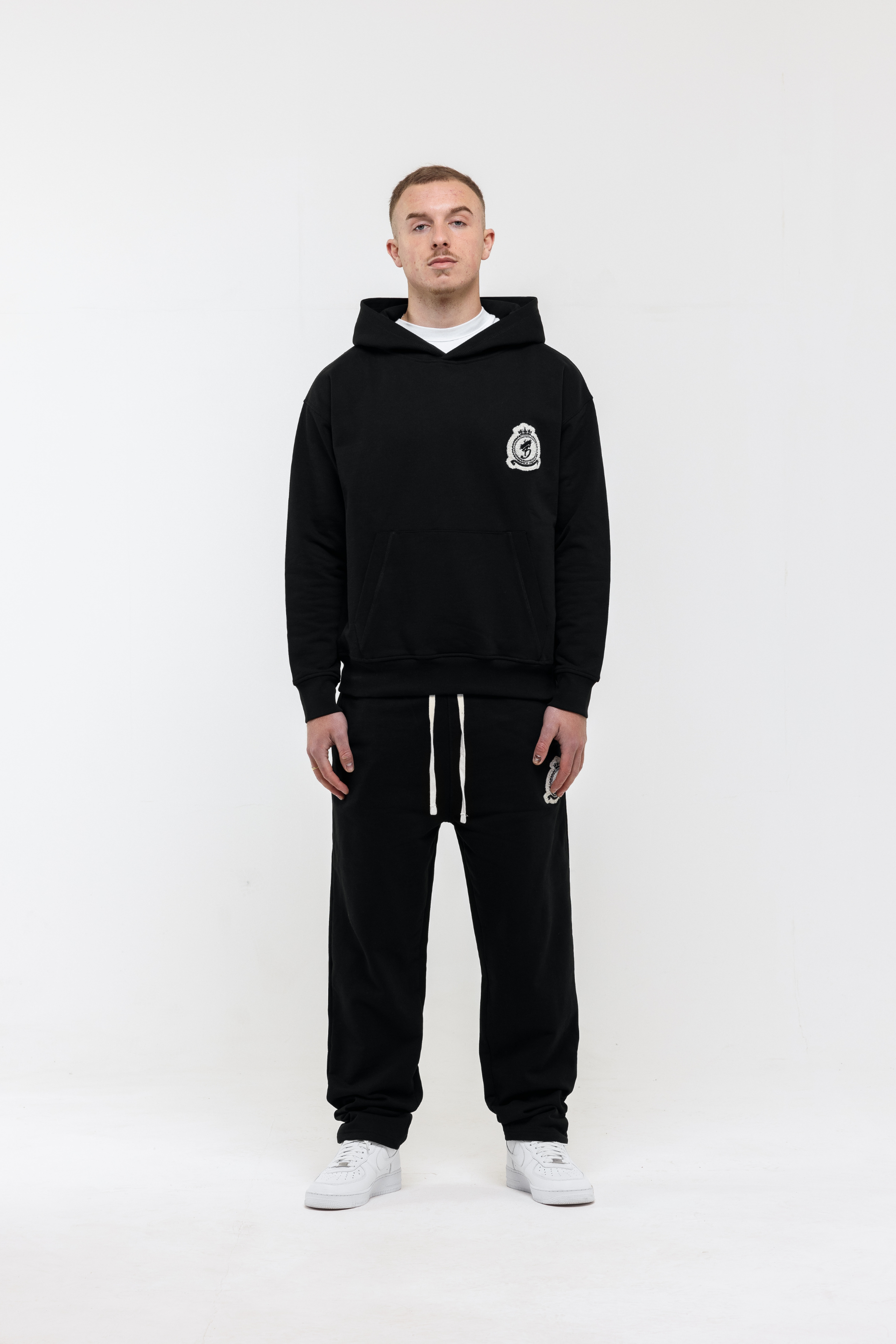 Chenille Badge Pullover - Black