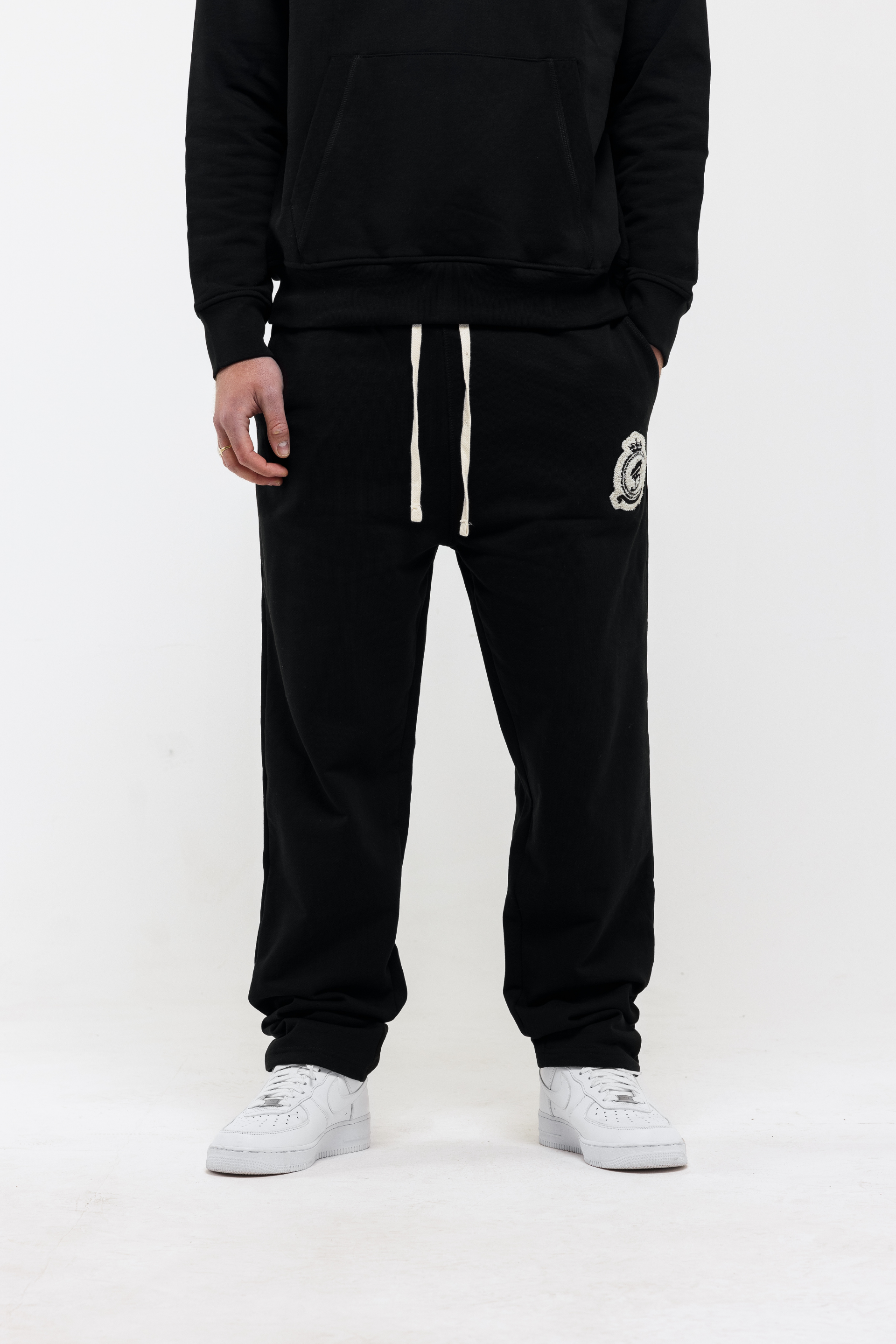 Chenille Badge Joggers - Black