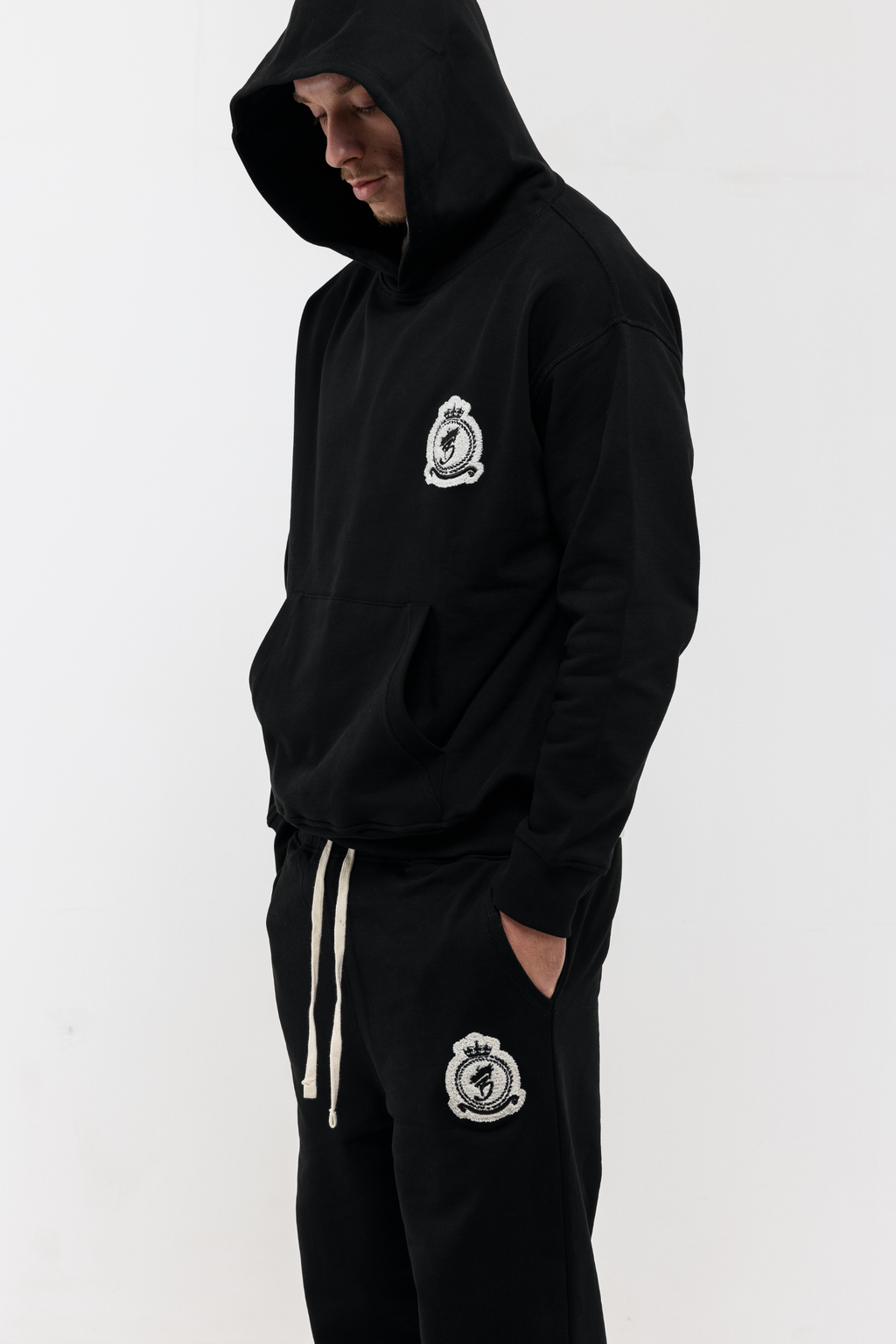 Chenille Badge Joggers - Black