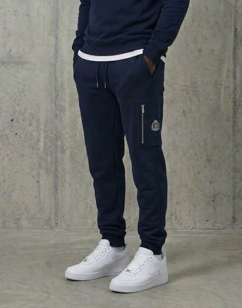Benjart Chrome HRH Utility Joggers in navy blue, back view