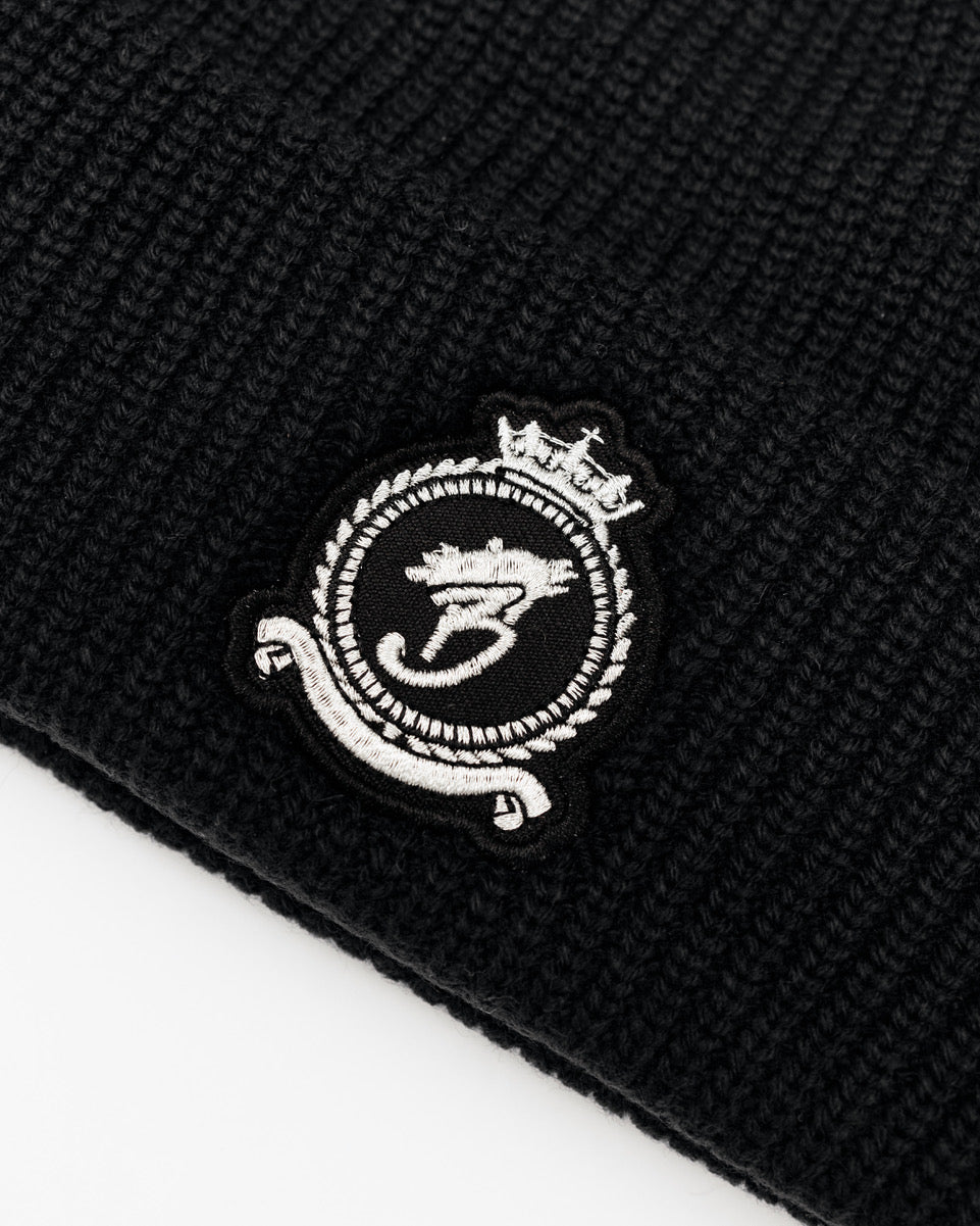 Benjart HRH Chrome Beanie in black, badge detail