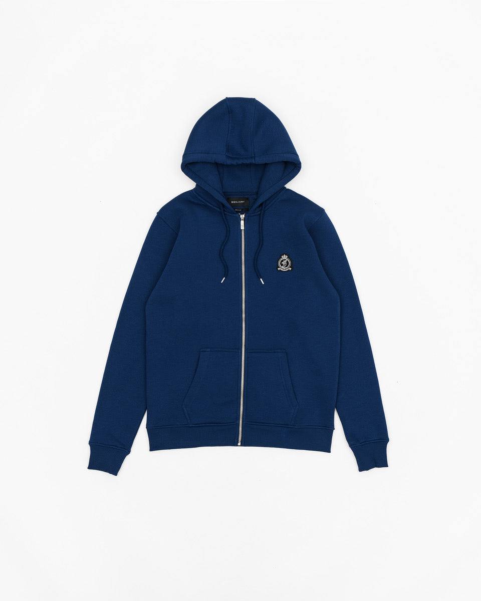 Benjart HRH Classic Zip Hood in navy blue, back view