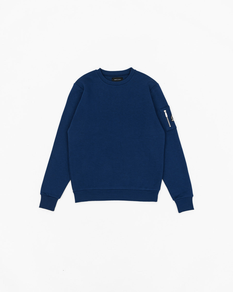 Benjart Chrome HRH Utility Sweatshirt in navy blue, side view