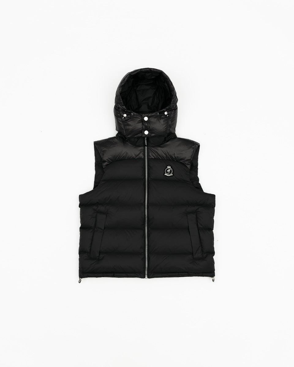 Benjart HRH Hooded Gilet in black, back view