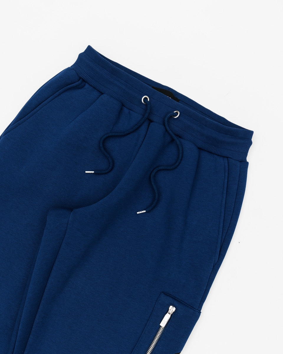 Benjart Chrome HRH Utility Joggers in navy blue, badge detail