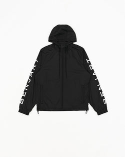 Vertical Text Windbreaker - Black