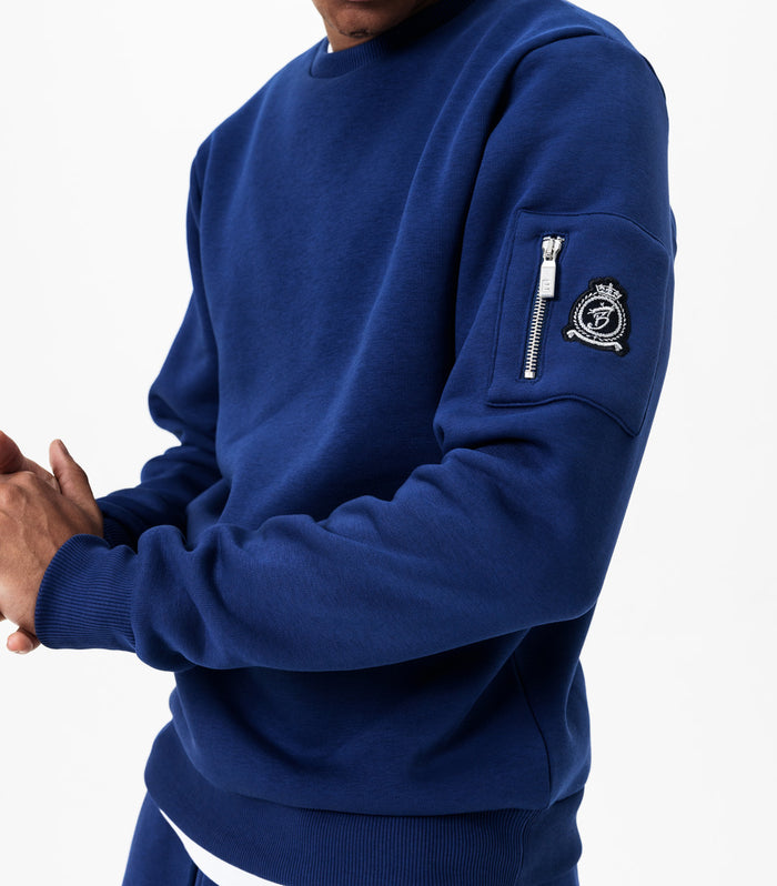 Benjart Chrome HRH Utility Sweatshirt in navy blue, front view