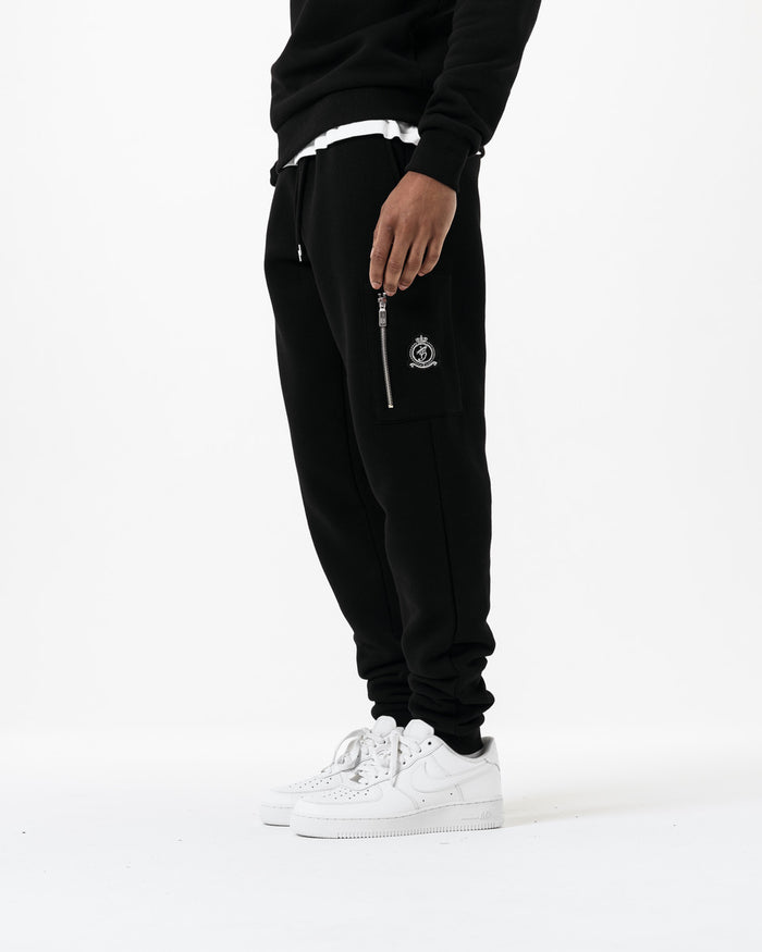 Benjart Chrome HRH Utility Joggers in black, front view