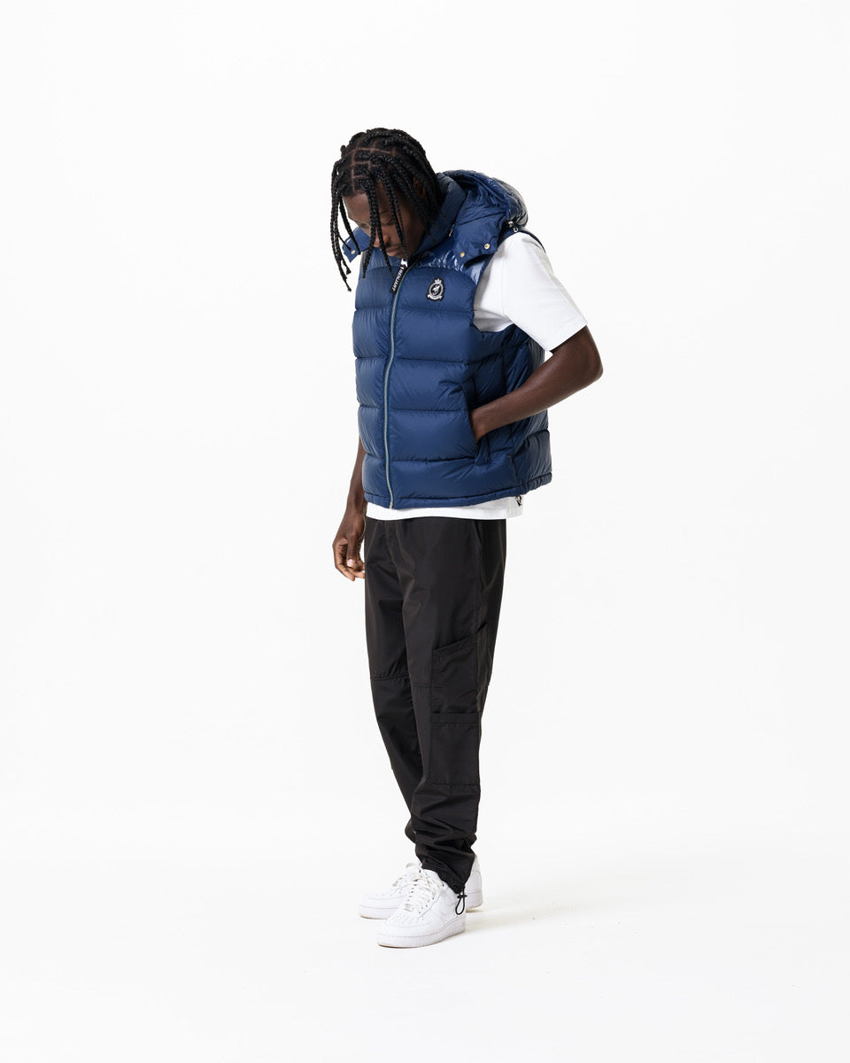 HRH Hooded Gilet - Navy/Chrome