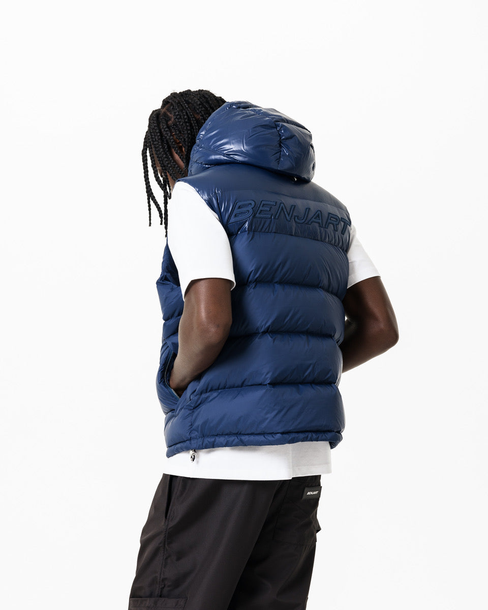 HRH Hooded Gilet - Navy/Chrome