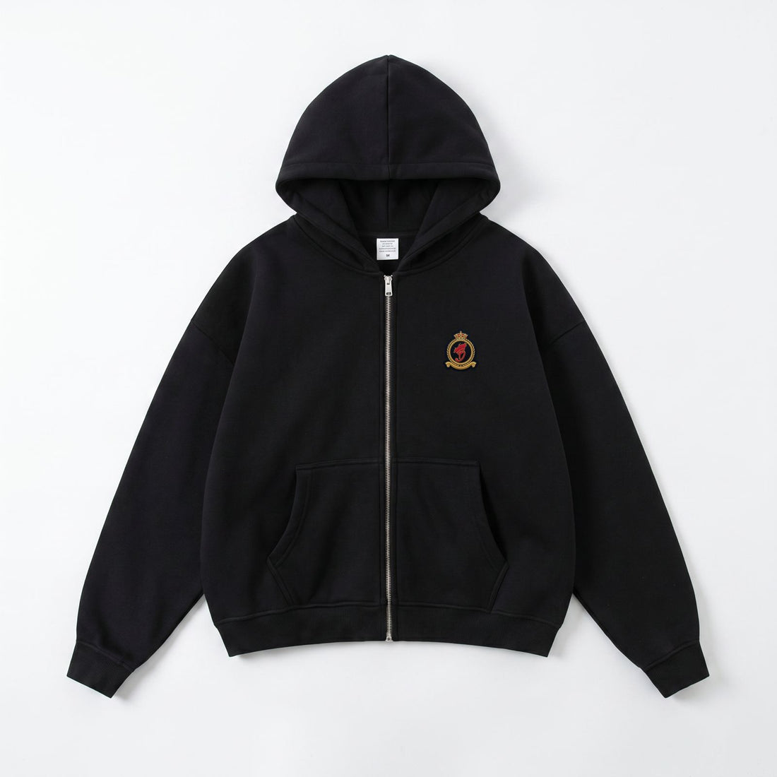 Benjart Embroidery Crest Zip Hoodie - Black
