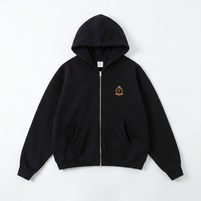 Benjart Embroidery Crest Zip Hoodie - Black