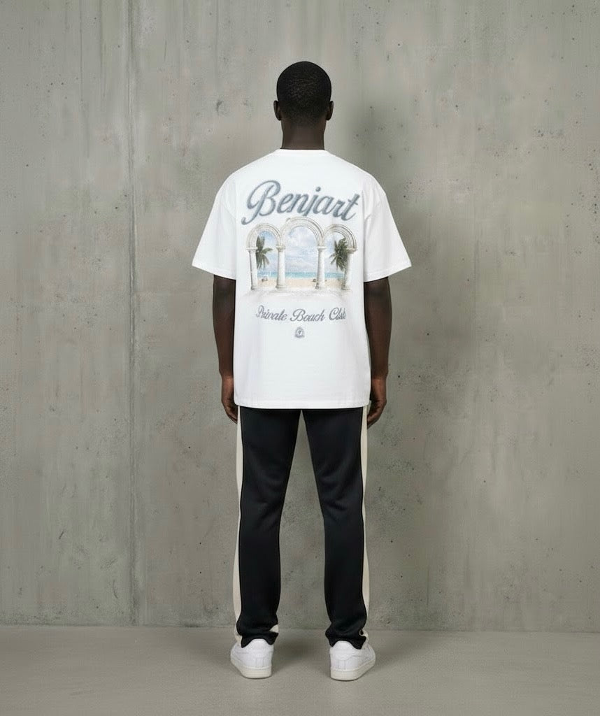 Benjart Private Beach Club T-Shirt in white, back view