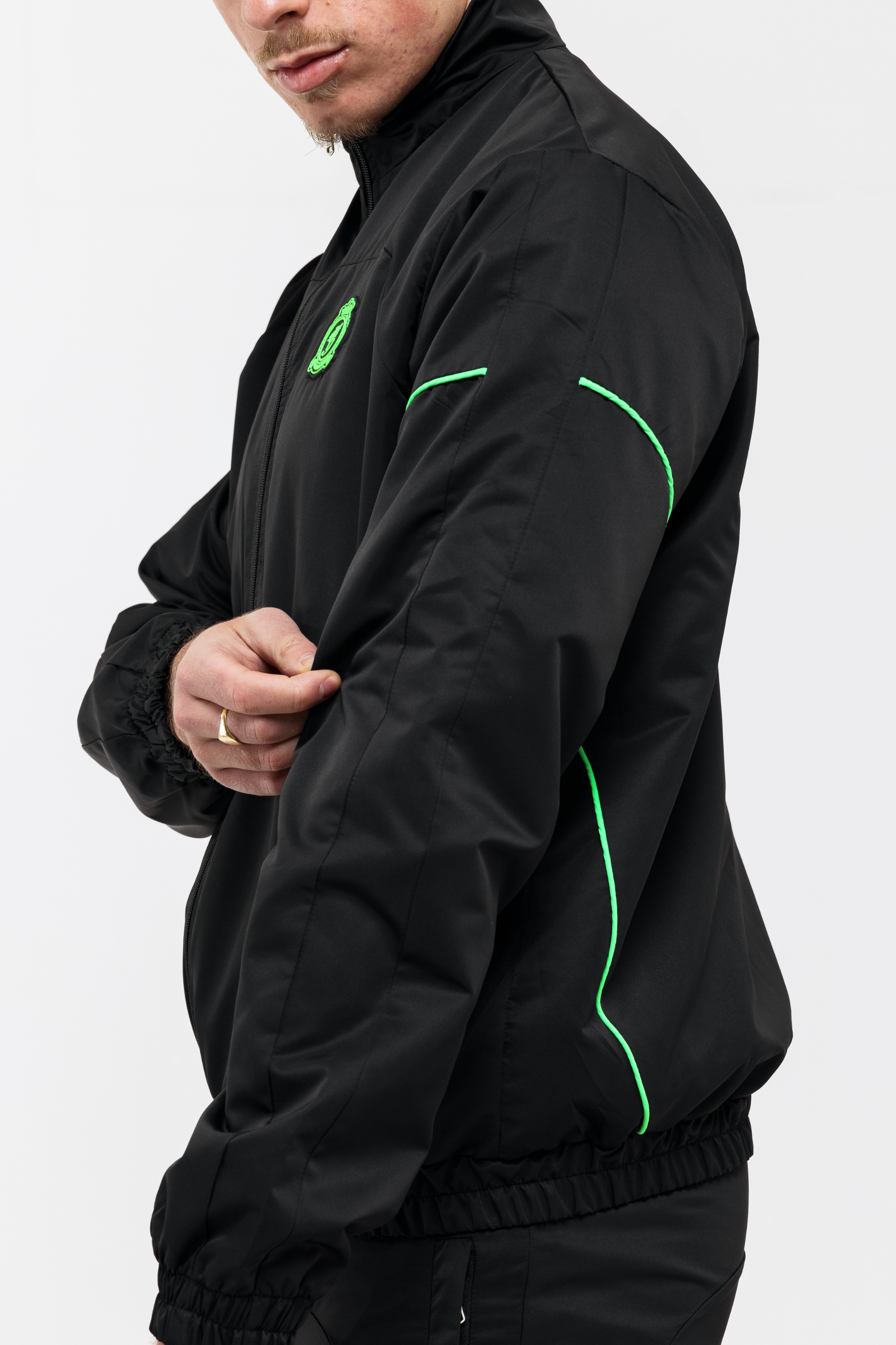 Rubber Stamped HRH Jacket - Black/Green
