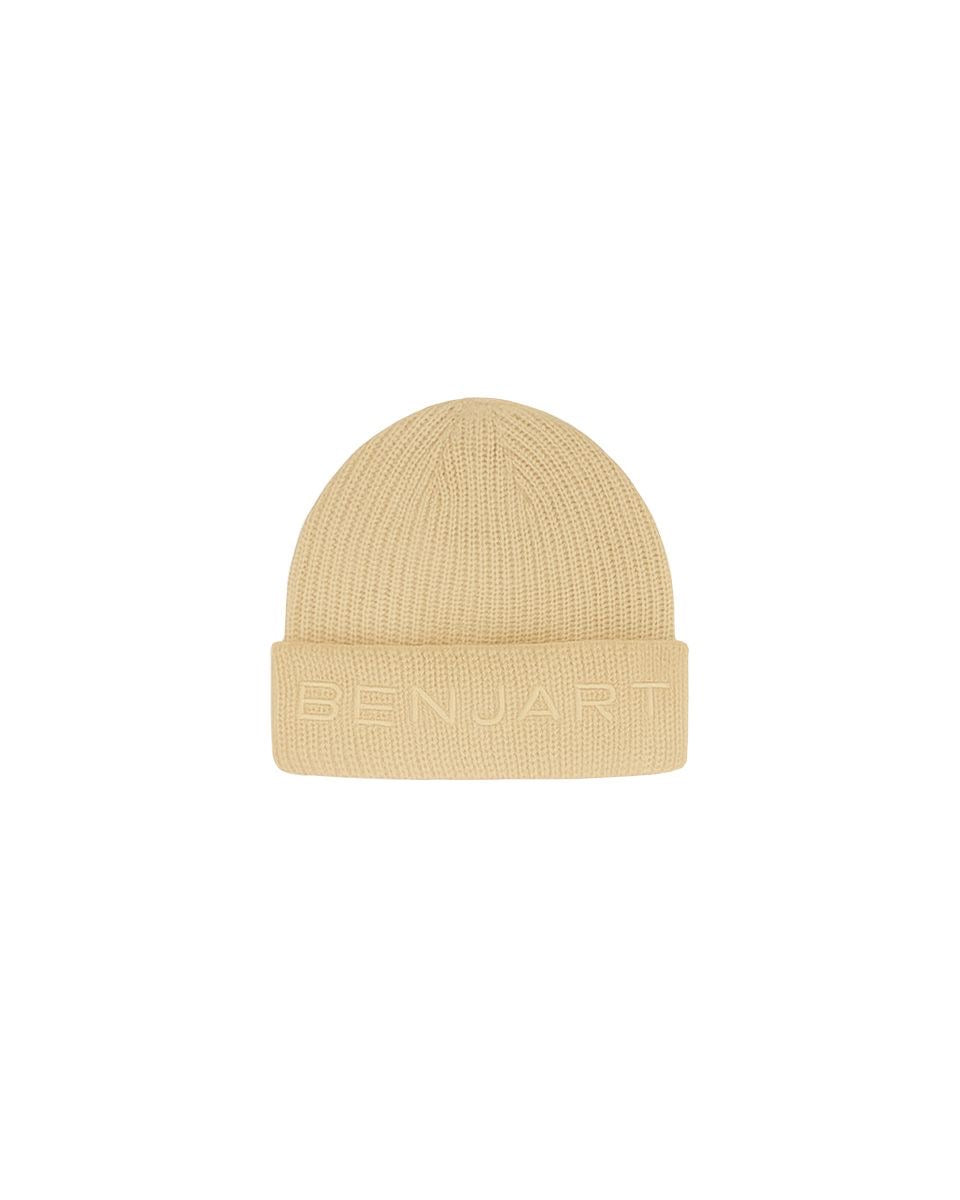 Benjart Knitted Beanie 2.0 in cream, side view