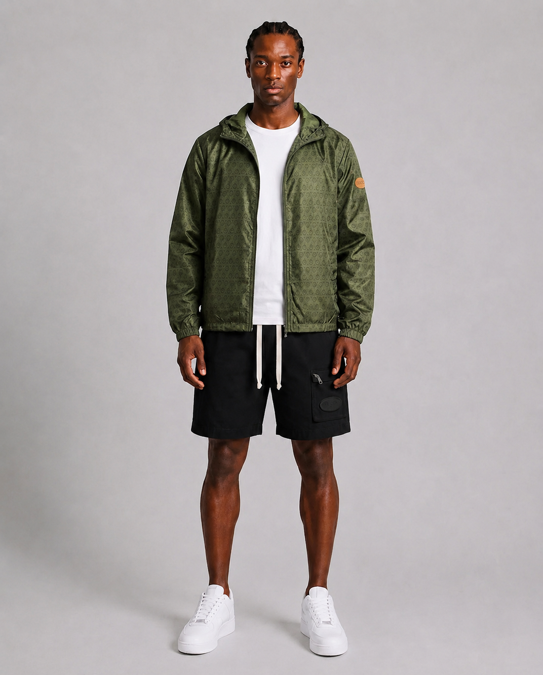 Benjart Reversible Tab Windbreaker - Khaki Green