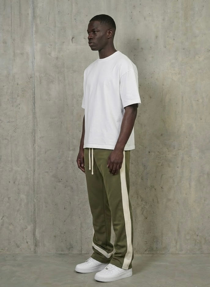 Benjart Marathon Track Pants in olive green, front view