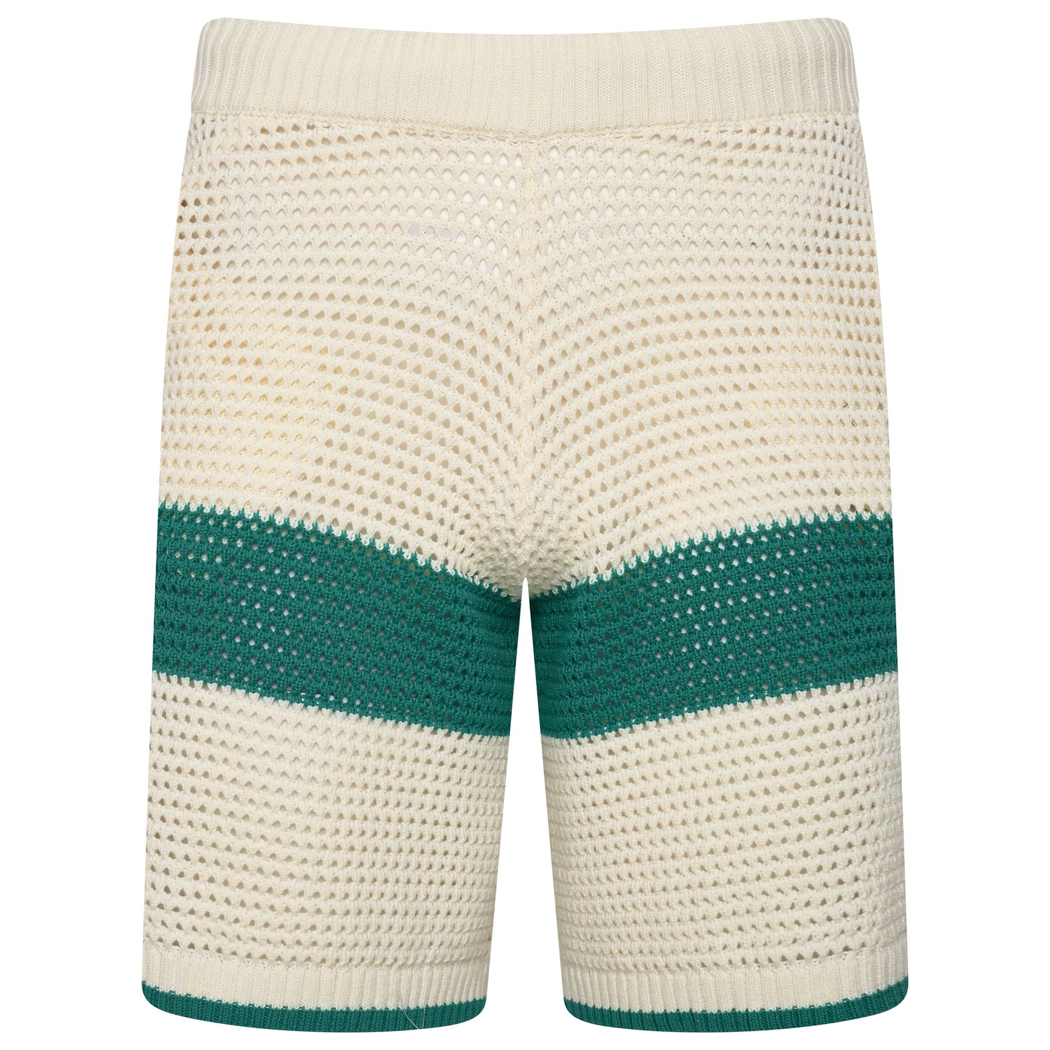 Crochet Knit Shorts - Off-White / Green