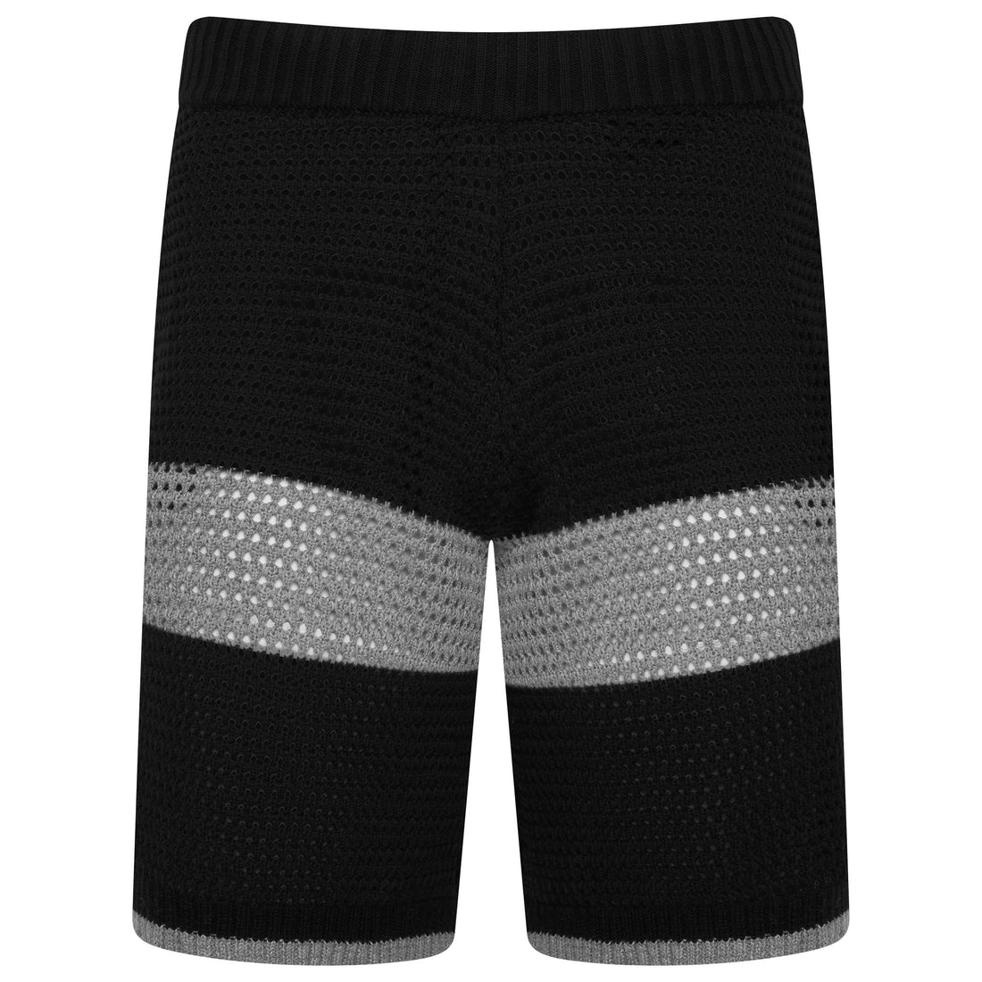 Benjart Crochet Knit Shorts in black and grey, side view