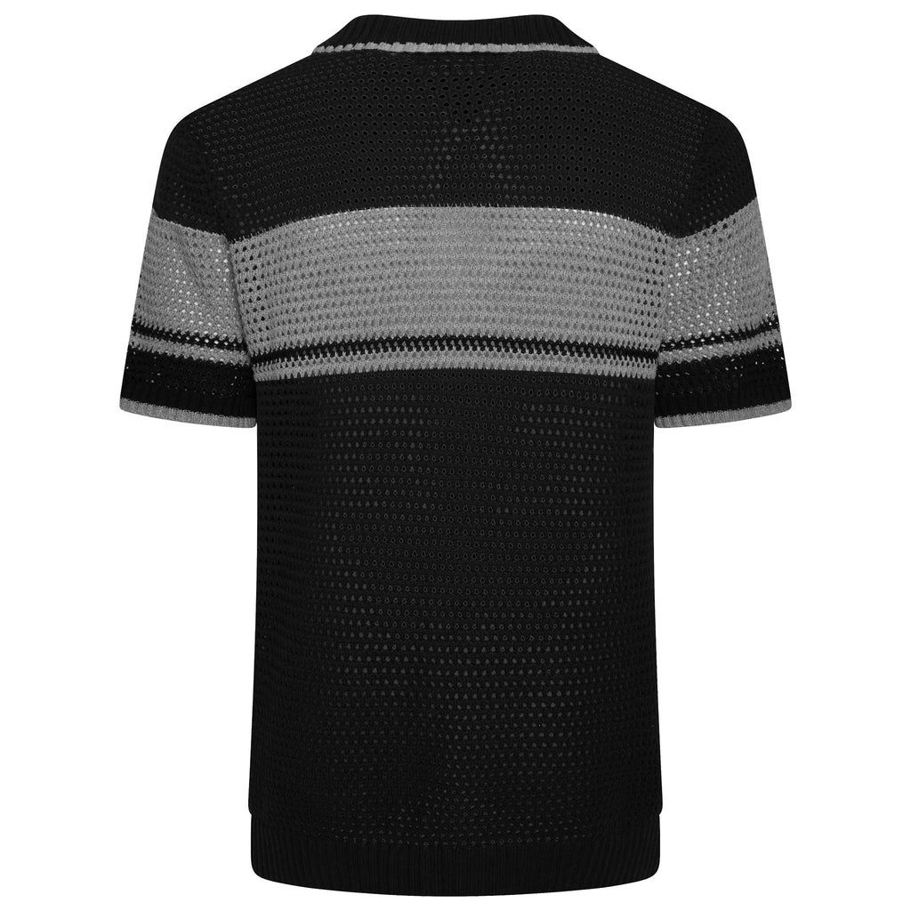 Crochet Knit Shirt - Black/Grey