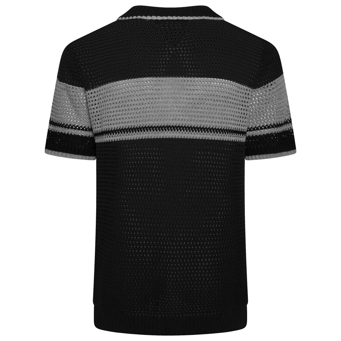 Benjart Crochet Knit Shirt in black and grey, detail view