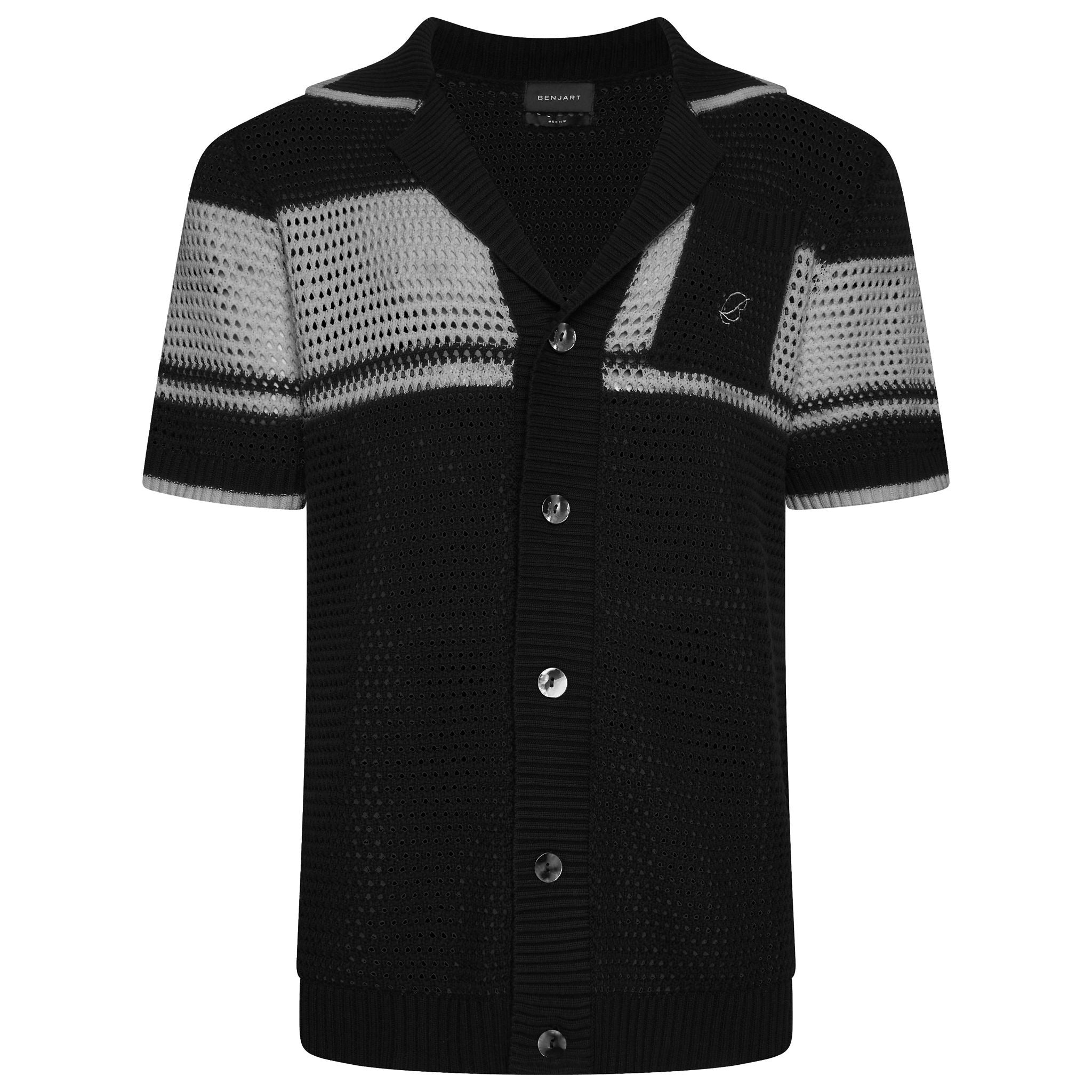 Crochet Knit Shirt - Black/Grey
