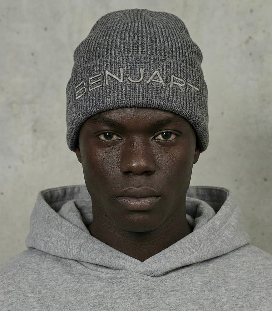 Benjart Knitted Beanie 2.0 in grey, front view