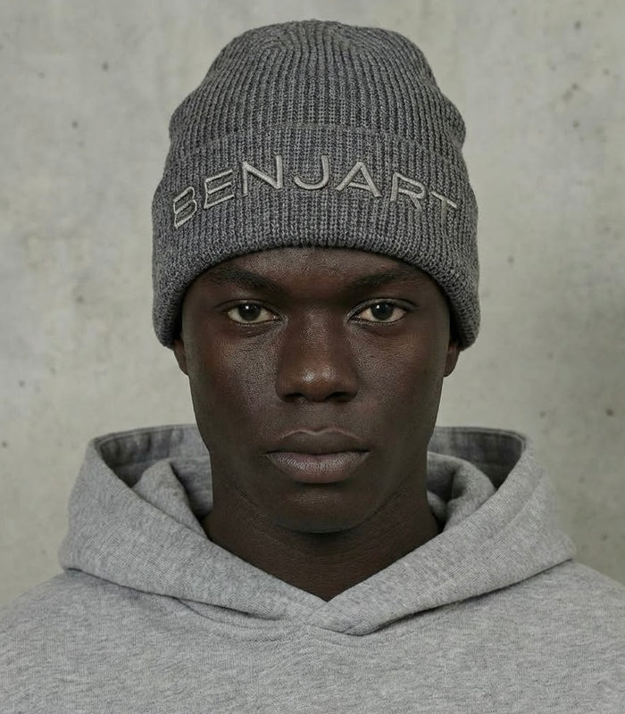 Benjart Knitted Beanie 2.0 in grey, front view