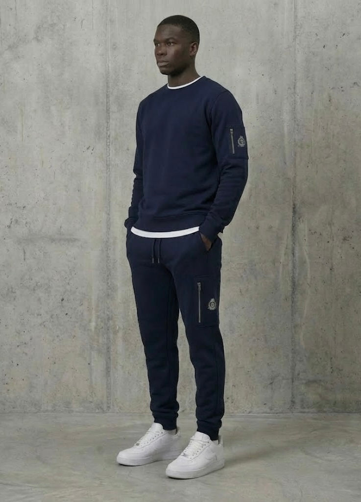Benjart Chrome HRH Utility Sweatshirt in navy blue, back view