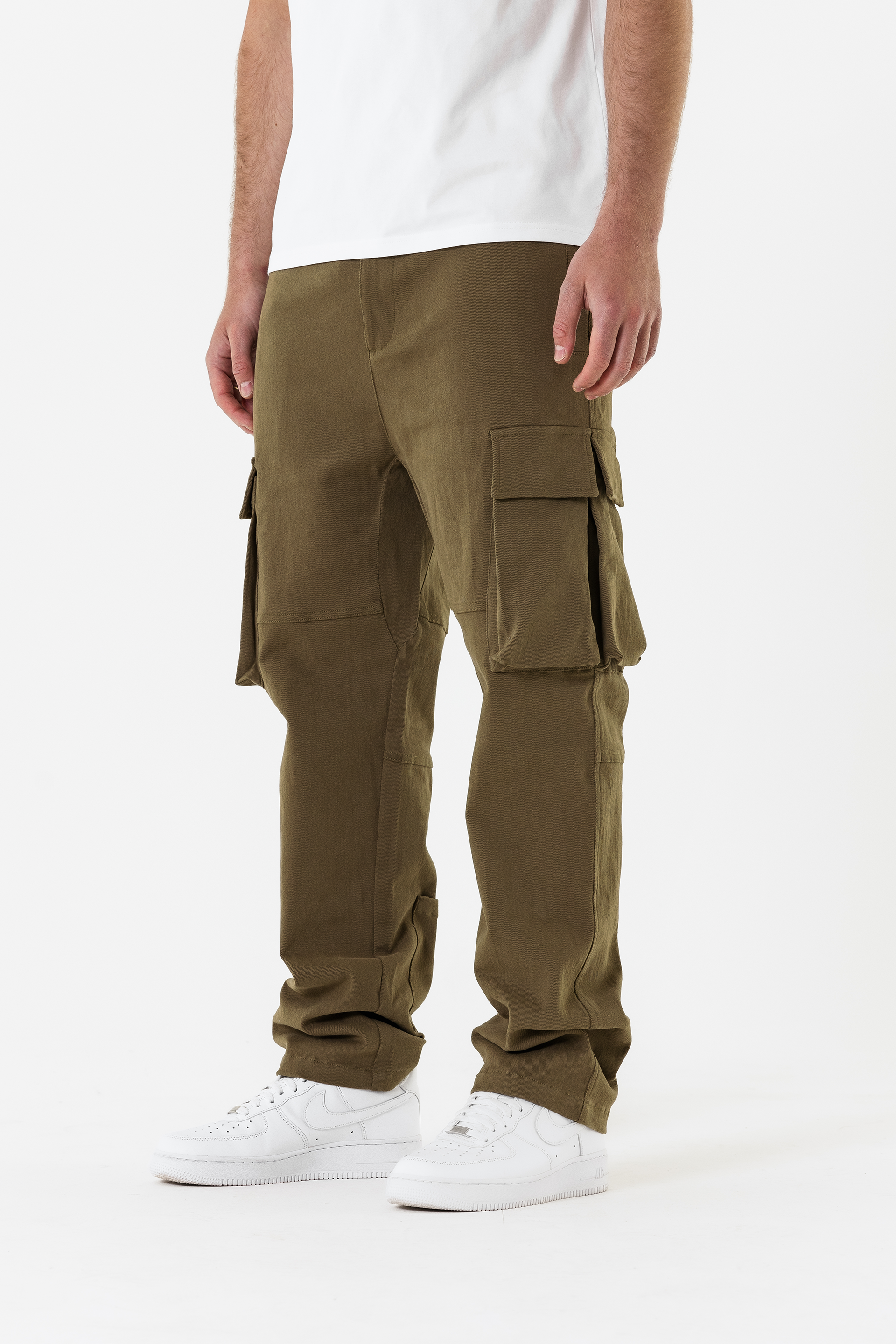 Benjart Denim Multi Pocket Cargos - Khaki