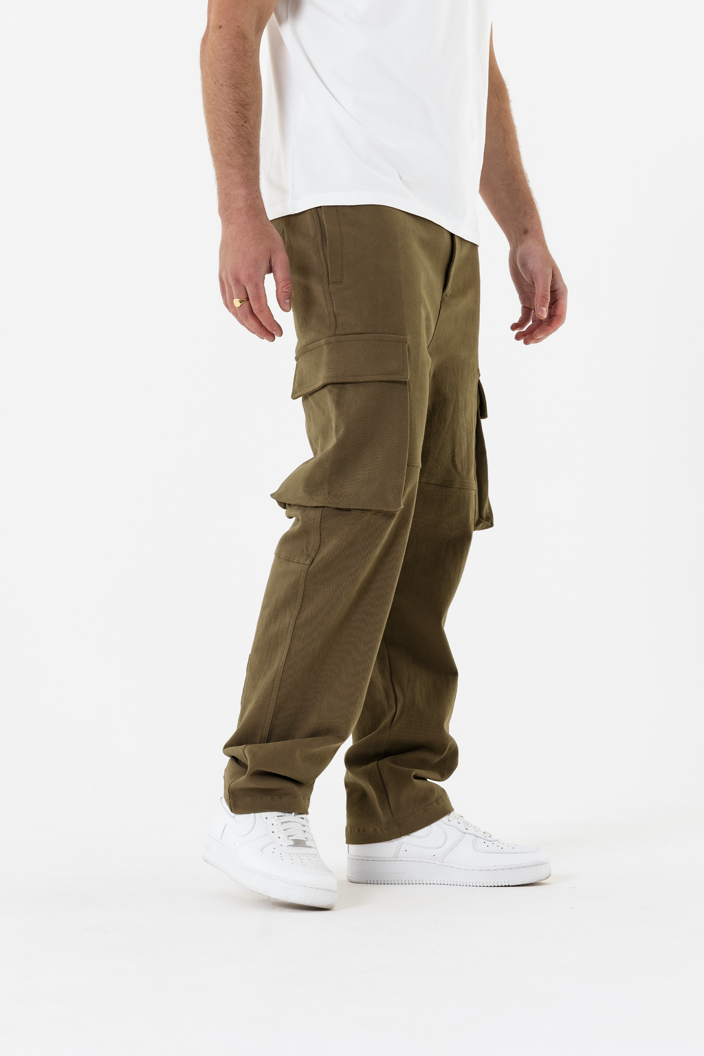 Benjart Denim Multi Pocket Cargos - Khaki