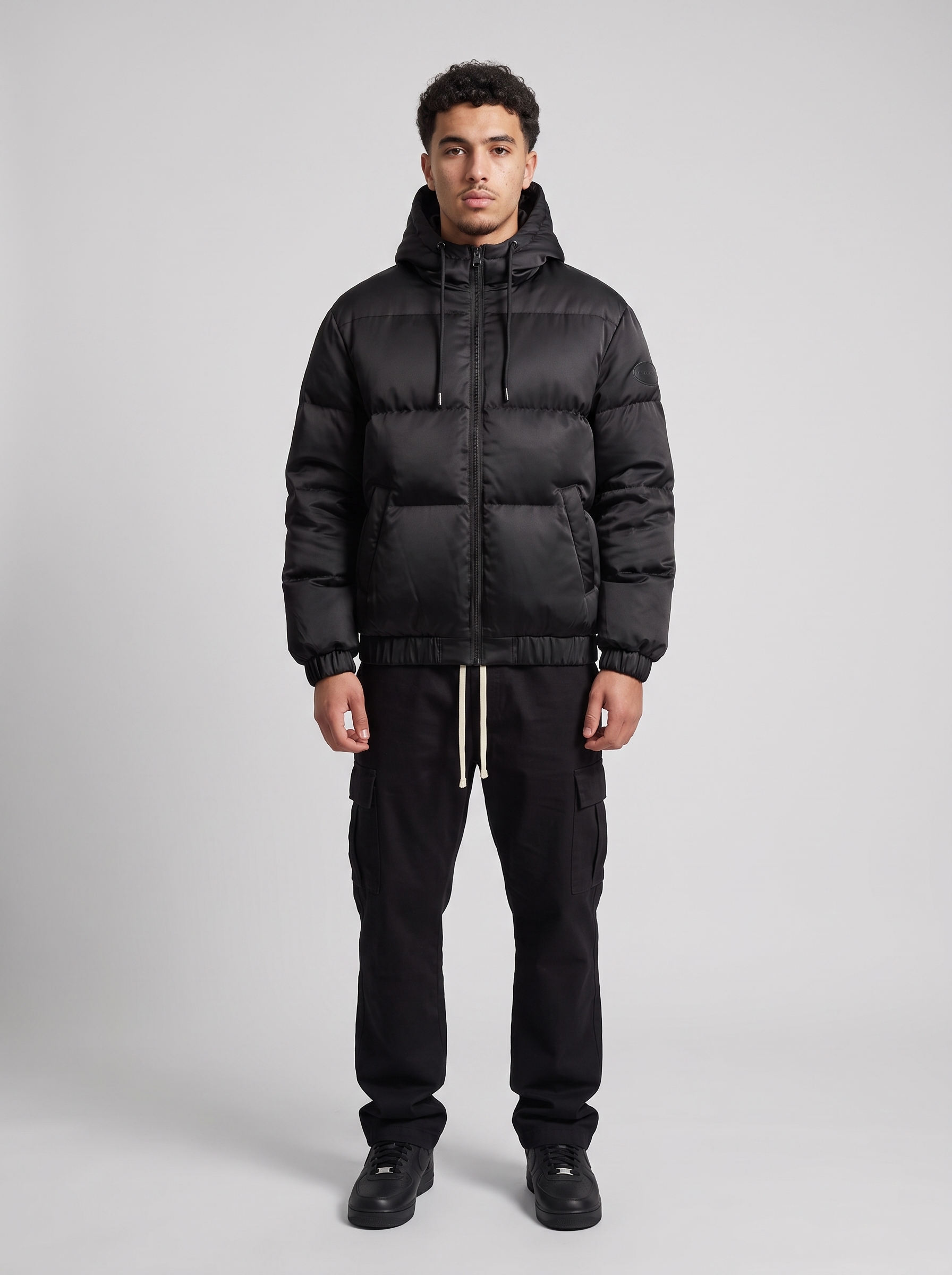 Benjart Leather Tab Puffer - Black