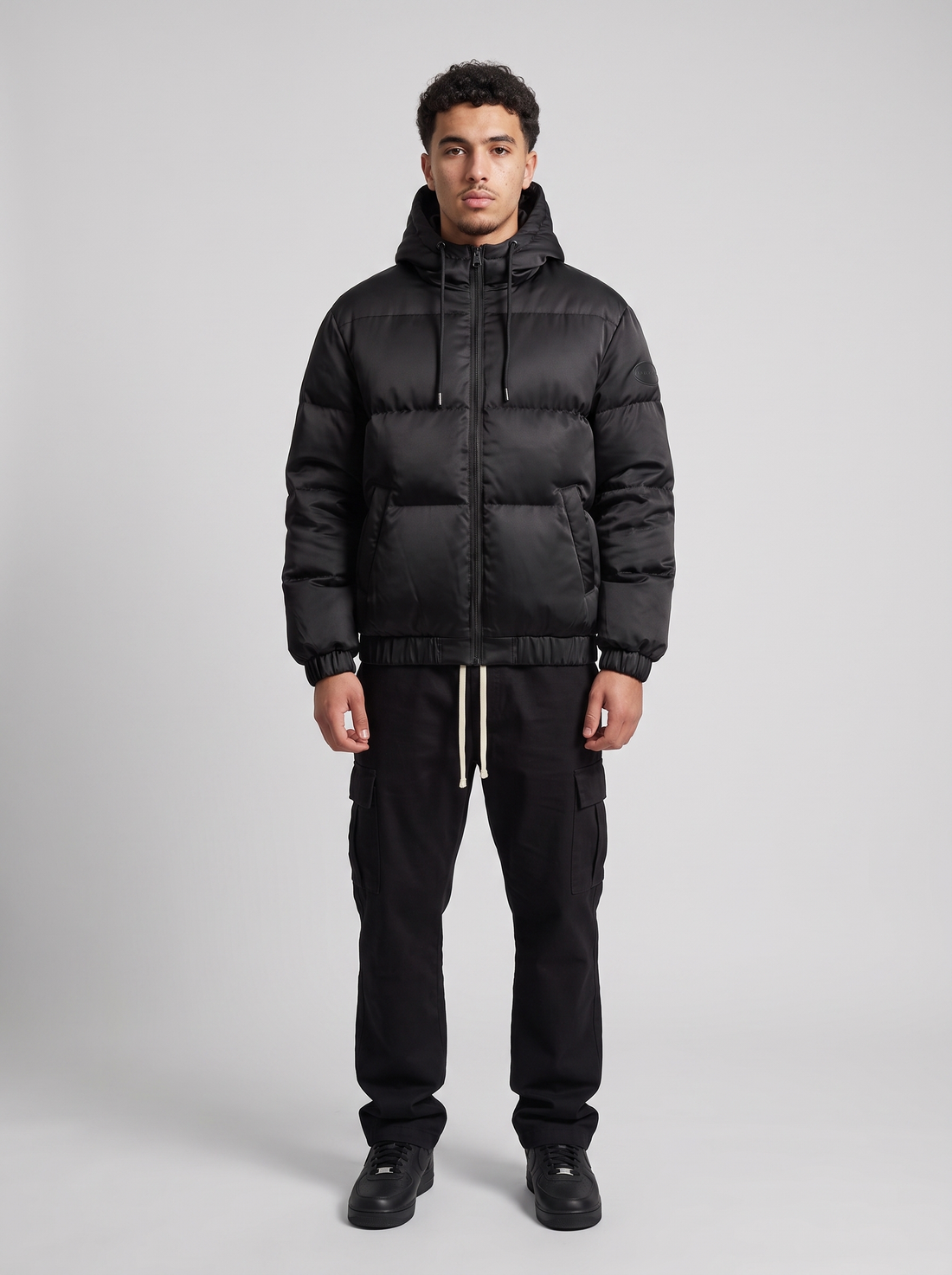 Benjart Leather Tab Puffer - Black