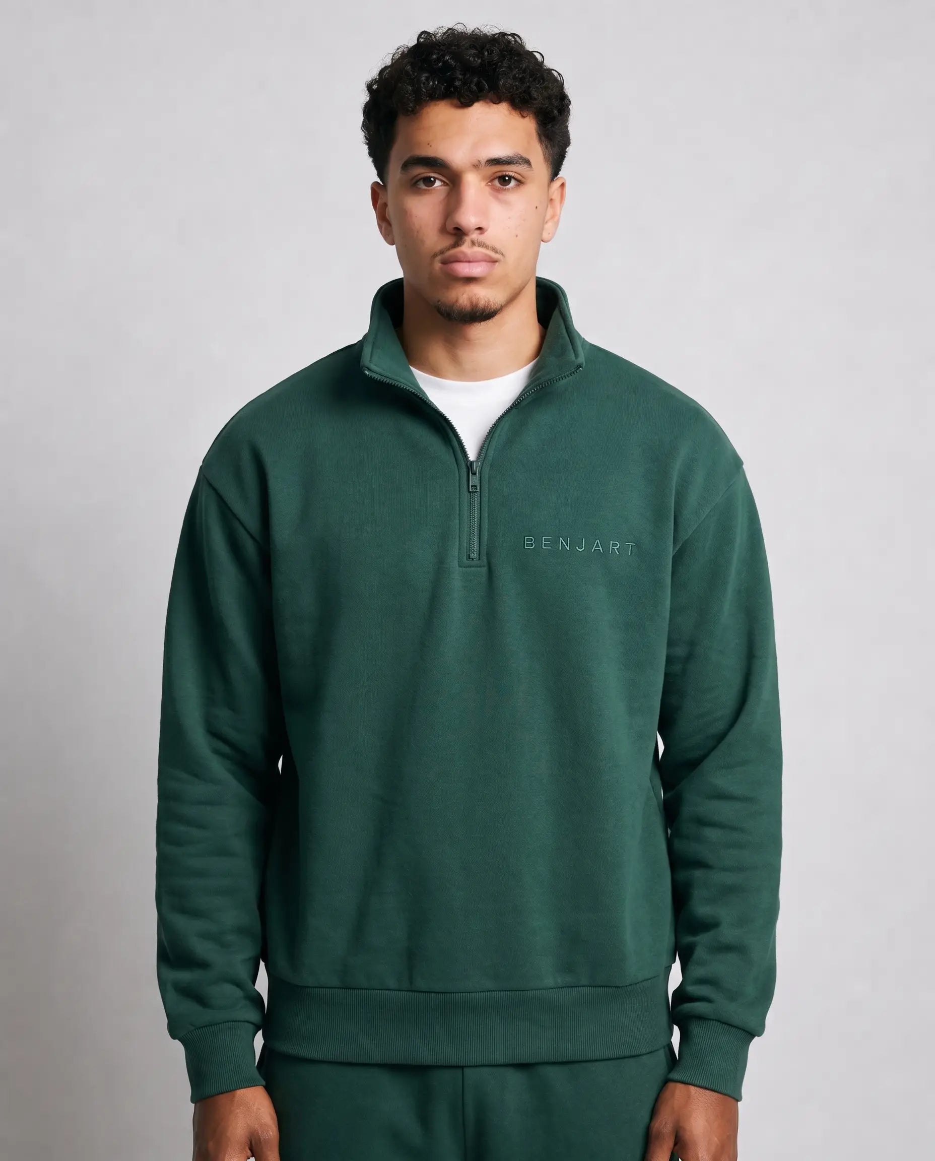 Benjart Blanks Quarter Zip Top Pine Green